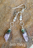 Amethyst Druzy Earrings with Moonstone Sterling Silver