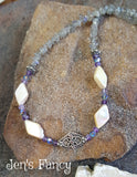 Labradorite Pearl & Amethyst Necklace Set Sterling Silver