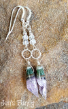 Amethyst Druzy Earrings with Moonstone Sterling Silver