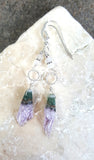 Amethyst Druzy Earrings with Moonstone Sterling Silver