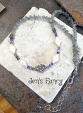 Labradorite Pearl & Amethyst Necklace Set Sterling Silver