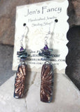 Floral Raku Earrings with Peacock Blue Keshi Pearls & Amethyst Sterling Silver