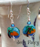 Beach Ocean Earrings Art Glass Sterling Silver