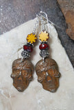 Boho Sugar Skull Earrings Sterling Silver, Dia de los Muertos Jewelry