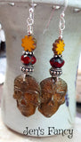 Boho Sugar Skull Earrings Sterling Silver, Dia de los Muertos Jewelry