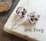 Floral Art Glass Earrings Rose Quartz & Sterling Silver