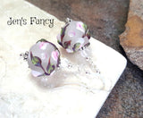 Floral Art Glass Earrings Rose Quartz & Sterling Silver