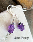 Amethyst & Iolite Gemstone Earrings Sterling Silver, February Birthstone Jewelry