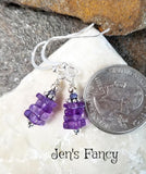 Amethyst & Iolite Gemstone Earrings Sterling Silver, February Birthstone Jewelry