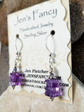 Amethyst & Iolite Gemstone Earrings Sterling Silver, February Birthstone Jewelry