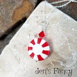 Christmas Peppermint Necklace Sterling Silver