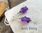 Amethyst & Iolite Gemstone Earrings Sterling Silver, February Birthstone Jewelry