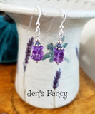 Amethyst & Iolite Gemstone Earrings Sterling Silver, February Birthstone Jewelry