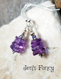 Amethyst & Iolite Gemstone Earrings Sterling Silver, February Birthstone Jewelry