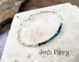 Azurite Gemstone Bracelet Karen Hill Tribe Fine Silver, Minimalist Layering Bracelet
