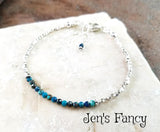 Azurite Gemstone Bracelet Karen Hill Tribe Fine Silver, Minimalist Layering Bracelet