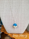 Ocean Wave Necklace Sterling Silver & Art Glass Beach Jewelry