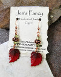 Fall Atumn Red Leaf Earrings Copper