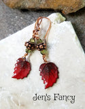 Fall Atumn Red Leaf Earrings Copper