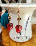 Fall Atumn Red Leaf Earrings Copper