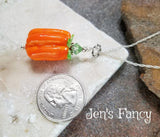 Halloween Thanksgiving Pumpkin Necklace Sterling Silver Art Glass