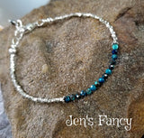 Azurite Gemstone Bracelet Karen Hill Tribe Fine Silver, Minimalist Layering Bracelet