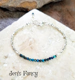 Azurite Gemstone Bracelet Karen Hill Tribe Fine Silver, Minimalist Layering Bracelet