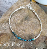 Azurite Gemstone Bracelet Karen Hill Tribe Fine Silver, Minimalist Layering Bracelet
