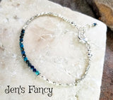 Azurite Gemstone Bracelet Karen Hill Tribe Fine Silver, Minimalist Layering Bracelet