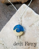 Ocean Wave Necklace Sterling Silver & Art Glass Beach Jewelry