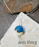 Ocean Wave Necklace Sterling Silver & Art Glass Beach Jewelry