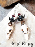 Crow Skull Earrings Porcelain Sterling Silver