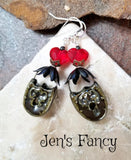Valentine's Day Lock Heart Earrings Porcelain Sterling Silver