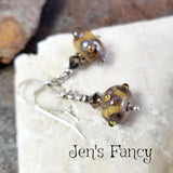 Floral Ivory Earrings Sterling Silver Art Glass