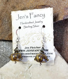 Floral Ivory Earrings Sterling Silver Art Glass