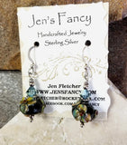 Floral Raku Art Glass Earrings Sterling Silver