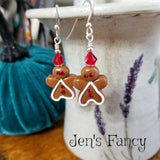 Gingerbread Man Christmas Earrings Sterling Silver