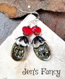 Valentine's Day Lock Heart Earrings Porcelain Sterling Silver