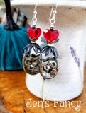 Valentine's Day Lock Heart Earrings Porcelain Sterling Silver