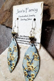 Yellow Floral Enameled Earrings Sterling Silver