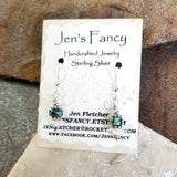 Azurite & Pearl Dangle Earrings Sterling Silver