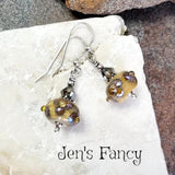 Floral Ivory Earrings Sterling Silver Art Glass