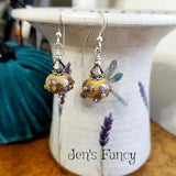 Floral Ivory Earrings Sterling Silver Art Glass