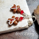 Gingerbread Man Christmas Earrings Sterling Silver