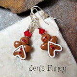Gingerbread Man Christmas Earrings Sterling Silver