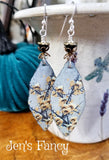 Yellow Floral Enameled Earrings Sterling Silver