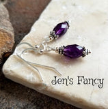Amethyst Gemstone Earrings Bali Sterling Silver