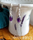 Amethyst Gemstone Earrings Bali Sterling Silver