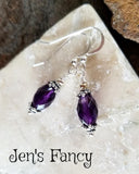 Amethyst Gemstone Earrings Bali Sterling Silver