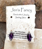 Amethyst Gemstone Earrings Bali Sterling Silver